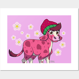 Stella the Strawberry Cow  - Original, Closeup (Part 2) Posters and Art